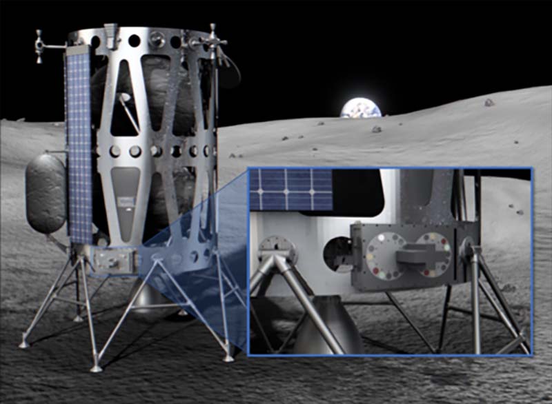 illustration of RAC (Regolith Adherence Characterization) on lunar module